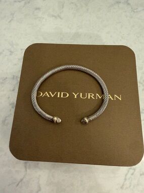 David Yurman Silver Cable Cuff with Gold-Accented Terminals
